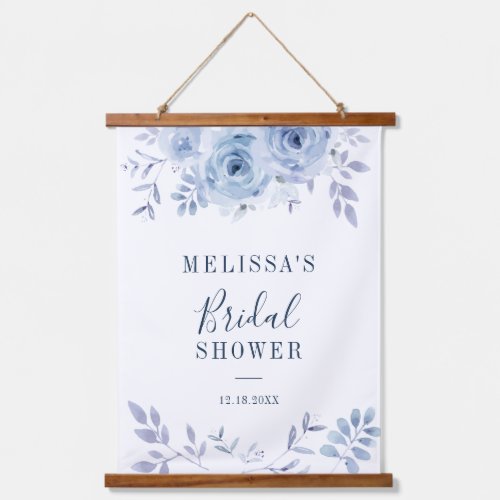 Dusty Blue Floral Lilac Bridal Shower Hanging Tapestry