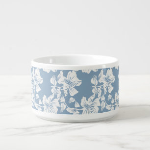 Dusty Blue Floral Line Art Ceramic Chili Bowl
