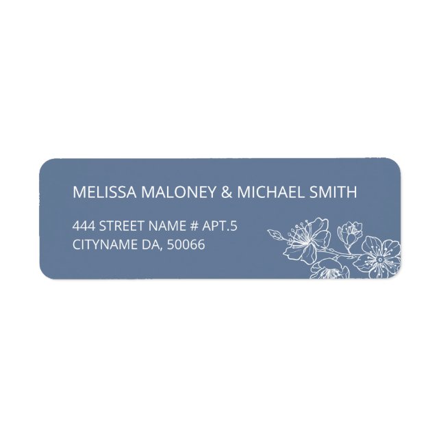 Dusty Blue Floral Line Art  Label (Front)