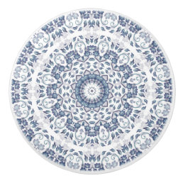  Dusty Blue Floral Mandala Ceramic Knob