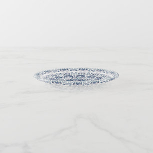  Dusty Blue Floral Mandala Trinket Tray