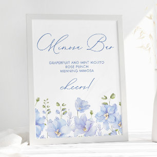 Dusty Blue Floral Mimosa Bar Bridal Shower Poster