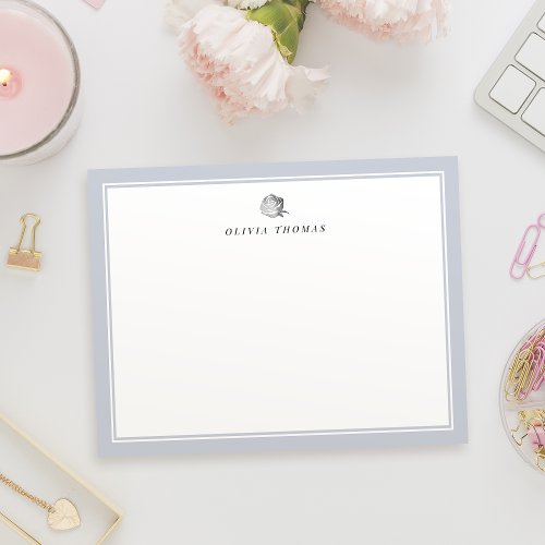 Dusty blue floral minimal personalized Stationery Note Card
