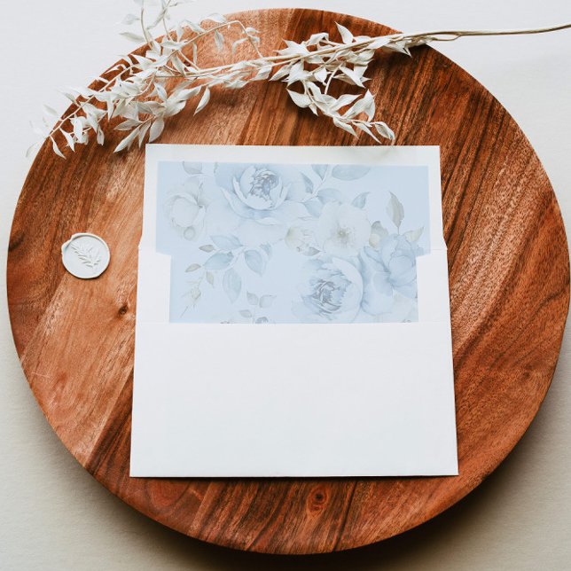 Dusty blue floral modern wedding envelope liner (Creator Uploaded)