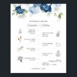 Dusty Blue Floral Modern Wedding Itinerary Program Poster<br><div class="desc">Dusty Blue Floral Greenery Watercolor Icon Wedding Itinerary Program you can easily customize for your special day</div>