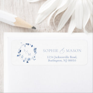 Dusty Blue Floral Monogram Label
