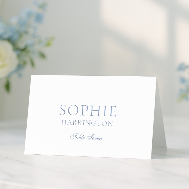 Dusty Blue Floral Monogram Wedding Place Card (Creator Uploaded)