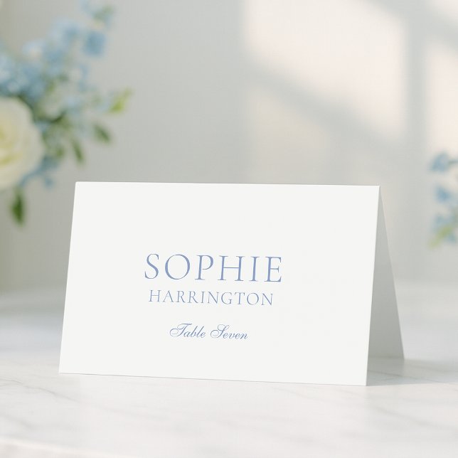 Dusty Blue Floral Monogram Wedding Place Card (Creator Uploaded)