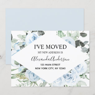 Dusty Blue Floral Moving Announcement
