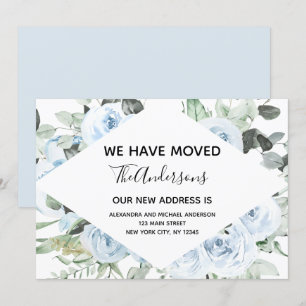 Dusty Blue Floral Moving Announcement