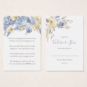 Dusty Blue Floral No Wrap Shower display gift tag