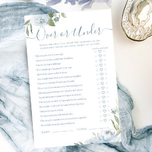 Dusty blue floral Over or Under bridal shower game