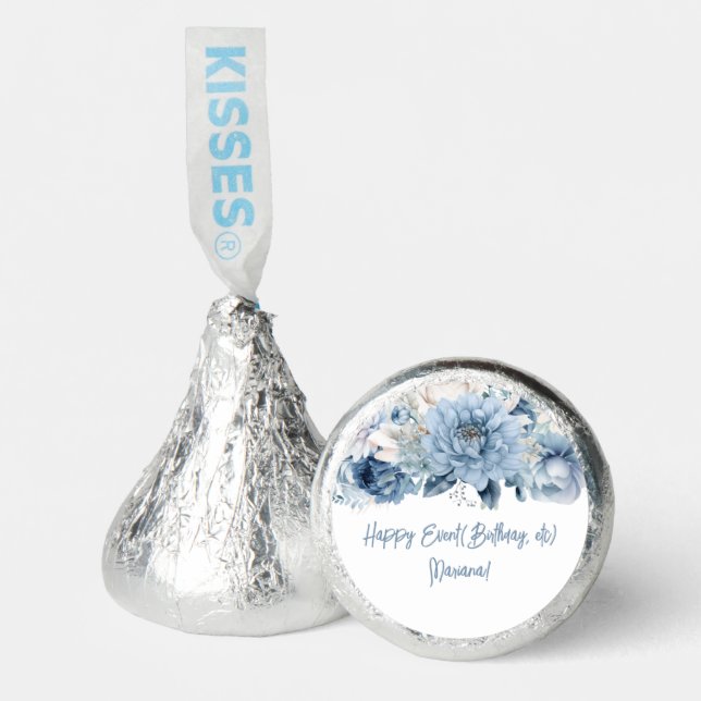 Dusty Blue Floral Party Kisses Favors (Front)