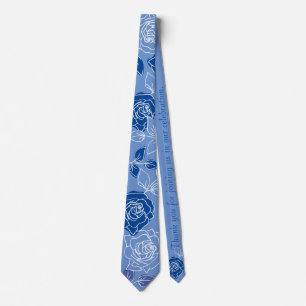Dusty Blue Floral pattern Stylish Modern Wedding Neck Tie