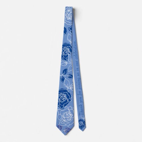 Dusty Blue Floral pattern  Stylish Modern  Wedding Neck Tie