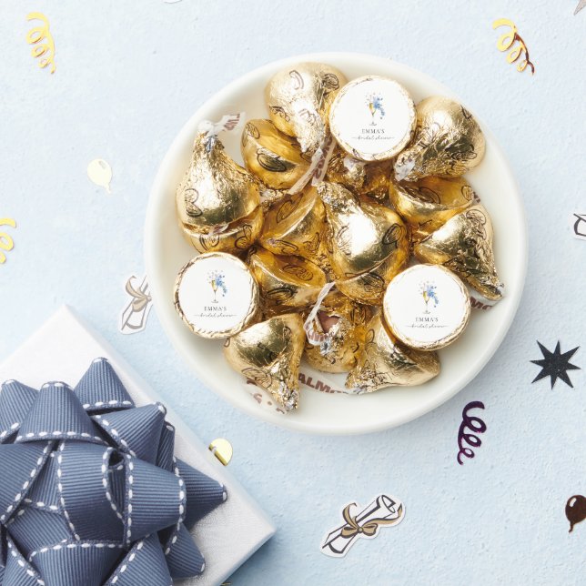 Dusty Blue Floral Pearls & Prosecco Bridal Shower Hershey®'s Kisses® (Party)