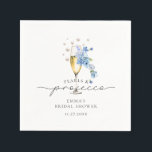 Dusty Blue Floral Pearls & Prosecco Bridal Shower Napkins<br><div class="desc">Dusty Blue Floral Pearls & Prosecco Bridal Shower Napkins</div>