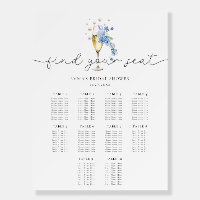 Dusty Blue Floral Pearls & Prosecco Seating Chart