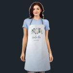Dusty blue floral personalized bridesmaid apron<br><div class="desc">Watercolor botanical floral and greenery in soft yellow,  dusty blue,  and gray,  elegant and romantic,  great personalized cooking apron for hostess gifts and bridesmaid gifts etc.</div>