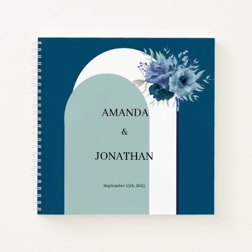 Dusty Blue Floral Photo Guest Book Wedding Album