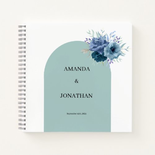 Dusty Blue Floral Photo Guest Book Wedding Album