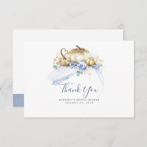 Dusty Blue Floral Pumpkins Small Thank You