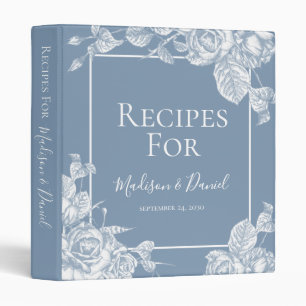 Dusty Blue Floral Recipe 3 Ring Binder