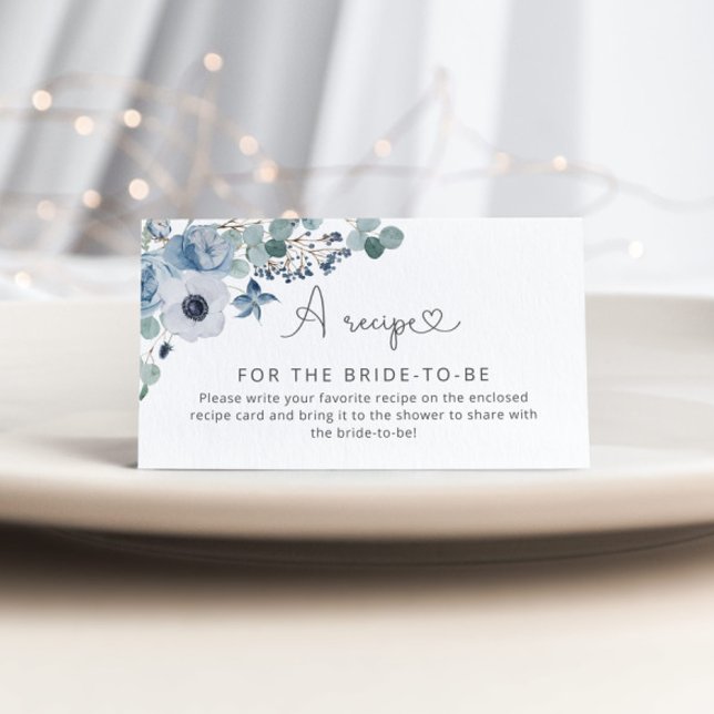 Dusty blue floral recipe card insert (Creator Uploaded)