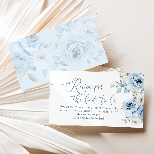 Dusty blue floral recipe for the bride to be enclosure card (Creator Uploaded)