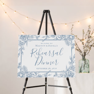 Dusty Blue Floral Rehearsal Dinner Foam Board