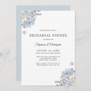 Dusty Blue Floral Rehearsal Dinner Invitation