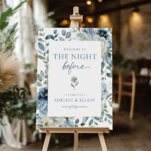 Dusty Blue Floral Rehearsal Dinner Welcome Sign
