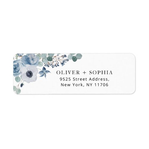 Dusty blue floral Return Address  Label