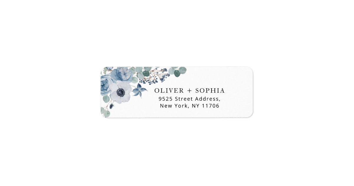 Dusty blue floral Return Address Label | Zazzle