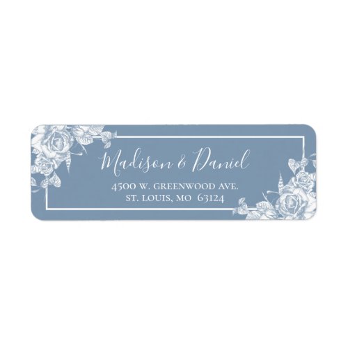 Dusty Blue Floral Return Address Label