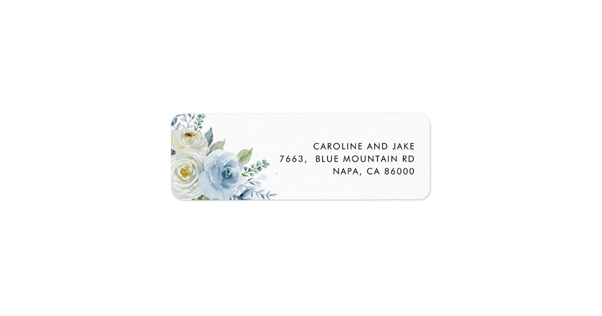 Dusty Blue Floral Return Address Label | Zazzle