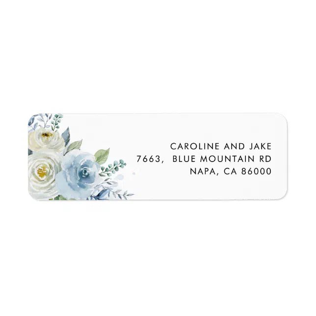 Dusty Blue Floral Return Address Label | Zazzle
