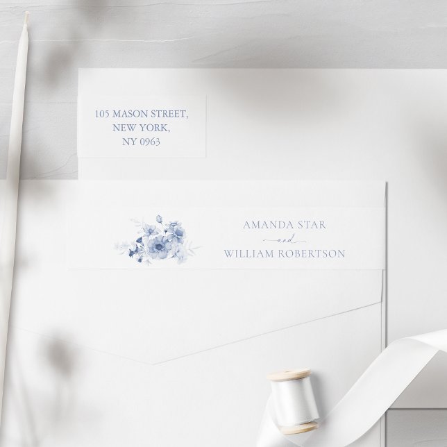 Dusty Blue Floral Return Address Labels (Creator Uploaded)