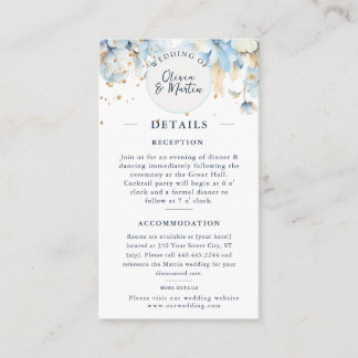 Dusty Blue Floral Romance Details Enclosure Card