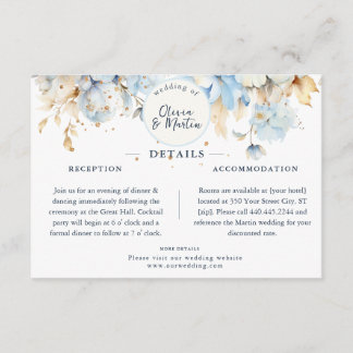 Dusty Blue Floral Romance Details Enclosure Card