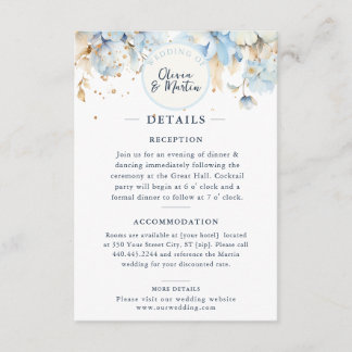 Dusty Blue Floral Romance Details Enclosure Card