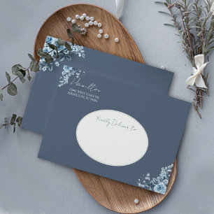 Dusty Blue Floral Romantic Wedding Suite Envelope