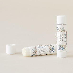 Dusty Blue Floral Rose Gold Frame Lip Balm