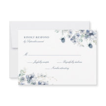 Dusty Blue Floral  RSVP Card
