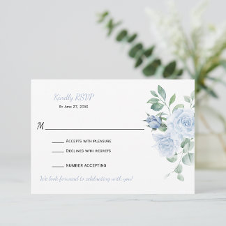 Dusty Blue Floral RSVP | Card