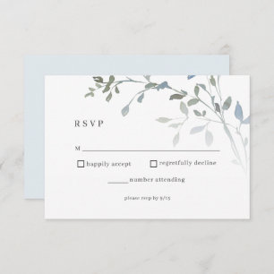 Dusty Blue Floral RSVP Wedding Reception Card
