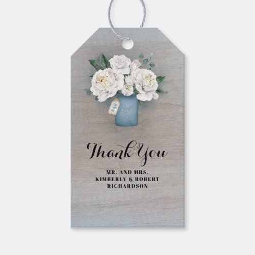 Dusty Blue Floral Rustic Country Wedding Gift Tags