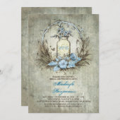 Dusty Blue Floral Rustic Mason Jar Bridal Shower Invitation (Front/Back)