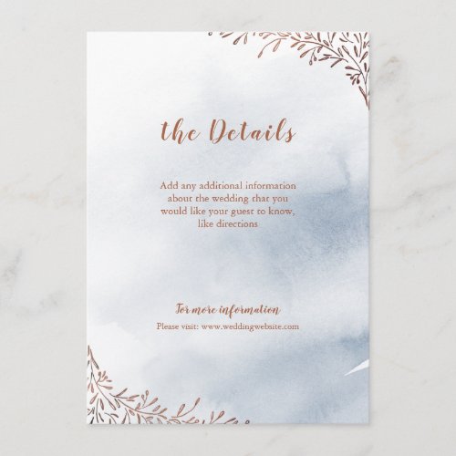 Dusty blue floral rustic wedding insert card