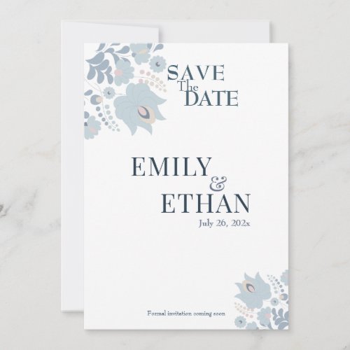 Dusty Blue Floral Save the Date